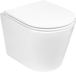 WeltWasser Унитаз подвесной Salzbach 004 GL-WT в комплекте с инсталляцией Marberg 410 с клавишей смыва хром матовый – фотография-3